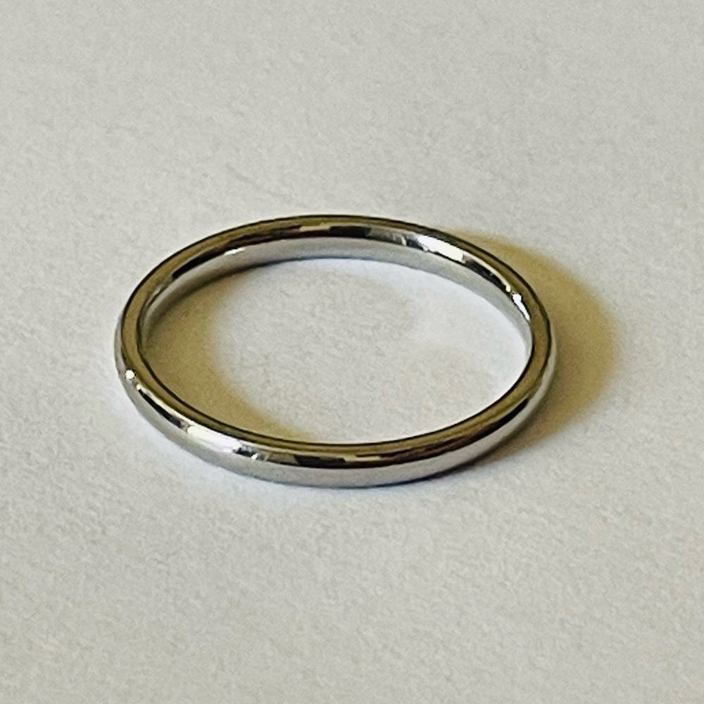Classic Polished Thin Silver Band Ring - Minimalist Stackable size 7